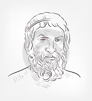 Sophocles tragedian vector sketch illustration famous