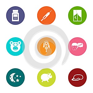 Soporific icons set, flat style photo