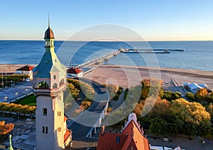 Sopot lighthouse with see bridge