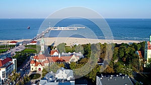 Sopot resort, Poland. Aerial video.