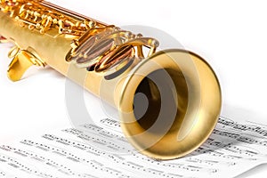 Soprano saxophone on white background