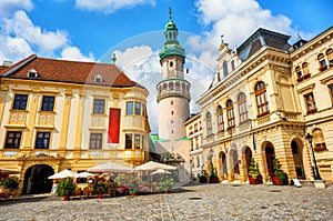 Sopron historical city center with Fire tower, Hungary