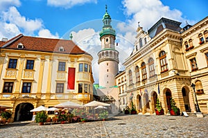 Sopron historical city center with Fire tower, Hungary photo