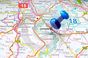 Sopron on map photo
