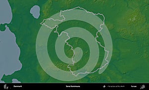 Soro Kommune outlined, Denmark. Physical