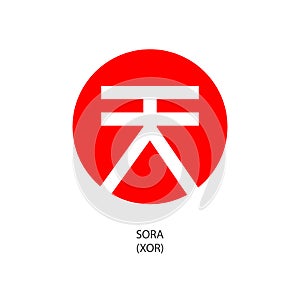 SORA decentralized structure cryptocoin icon. photo