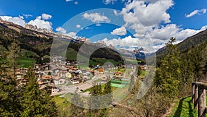 Soraga city landscape, Val di Fassa, Italy