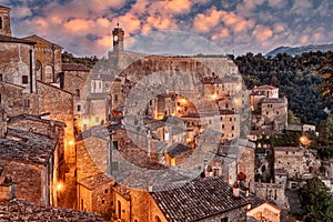 Sorano, Grosseto, Tuscany, Italy: landscape at dawn photo