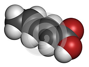 Sorbic acid food preservative molecule. Sorbate (sodium, potassium, calcium) also used for same purpose photo