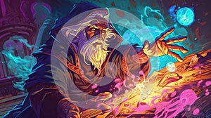 A sorcerer casting a spell with arcane power