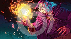 A sorcerer casting a spell with arcane power