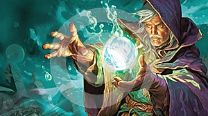 A sorcerer casting a spell with arcane power