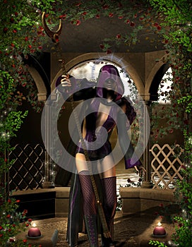 Sorceress with magic wand photo