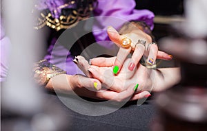 Sorceress reading somebody's hand