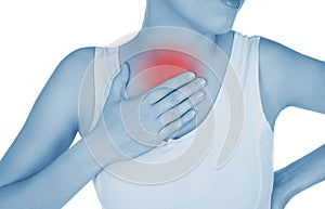 Sore chest, bronchitis, shown red, keep handed photo