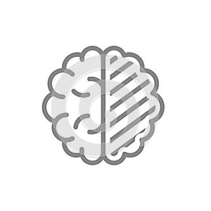 Sore human brain line icon. Cerebral edema, infected organ, brain cancer symbol