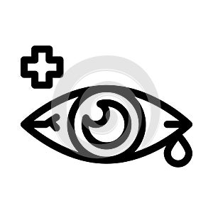 Sore Sick Tear Eye Organ Icon Thin Line Vector