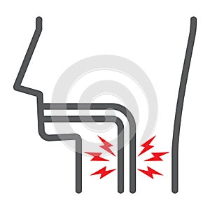 Sore throat line icon, body and pain, inflammation sign, vector graphics, a linear pattern on a white background.