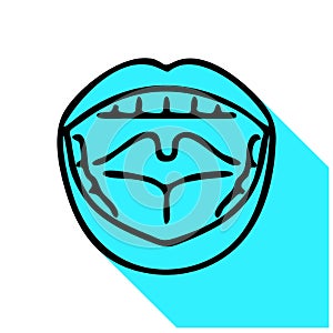 Sore throat line icon, vector pictogram of flu or cold symptom