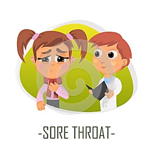 Sore throat medical concept. Vector illustration.