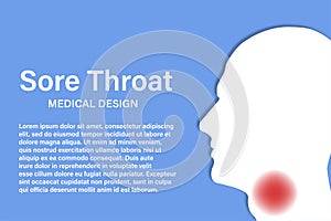 Sore throat. Sick man. Pharmacology design template. Sore throat symbol. Vector illustration