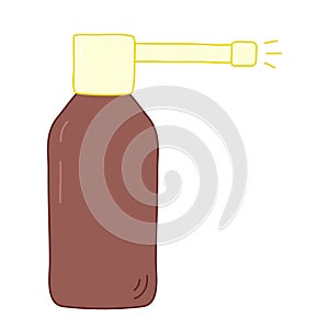 Sore throat spray bottle, cold and flu medication element, vector