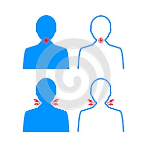 Sore Throat. Symptoms Icon. Bacterial and viral infection, Laryngitis. Vector stock illustration.