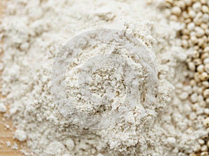 sorghum flour next to seeds