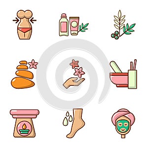 Sorority icons set, cartoon style