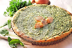 Sorrel tart with goat cheese