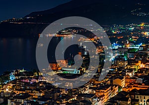 Sorrento and the Bay of Naples at night