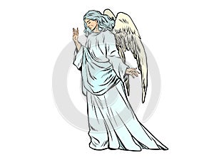 The sorrowful angel man. Symbol of sorrow and death, religious character, divine being, Christianity