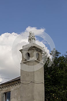 Sorrowful Jesus statue in Sataniv, Ukraine.