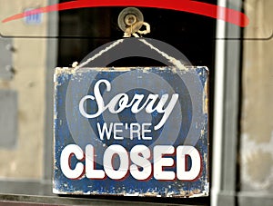 Sorry we are closed sign