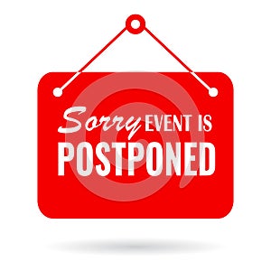 Sorry event postopned vector sign photo