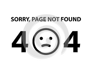 Sorry, page not found 404 error emoticon - isolated vector illustration