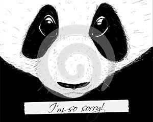 Sorry panda. Hand drawing sketch style vector illustration