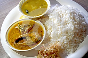 Lunch Served With Hilsa Fish
