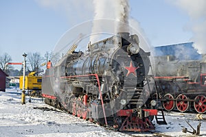 Soviet cargo steam locomotive of the `LV` series. Sortavala