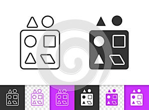 Sorter puzzle simple black line toy vector icon