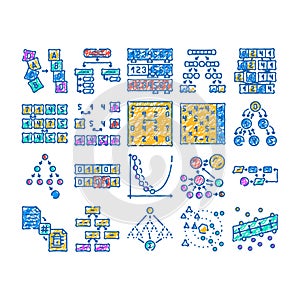 sorting algorithm data filter icon hand drawn