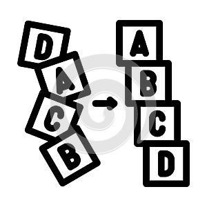 sorting algorithm line icon vector illustration