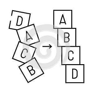 sorting algorithm line icon vector illustration