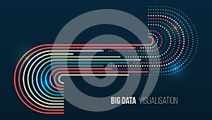 Sorting data. Vector Waves technology background. Abstract stream information with lines array and binary code. Filtering machine
