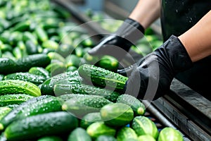 Sorting Fresh Cucumbers on a Conveyor Belt