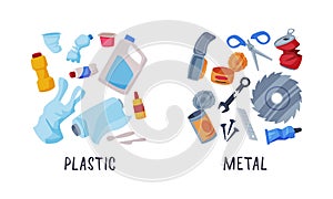Sorting Garbage with Recycle Trash Object Vector Set
