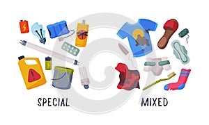 Sorting Garbage with Recycle Trash Object Vector Set