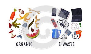 Sorting Garbage with Recycle Trash Object Vector Set