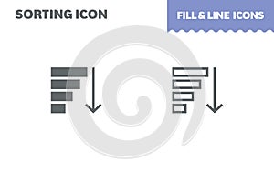 Sorting icon, vector. Fill and line. Flat design. Ui icon