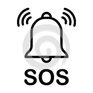 SOS bell icon vector emergency alarm help symbol for graphic design, logo, website, social media, mobile app, UI illustration